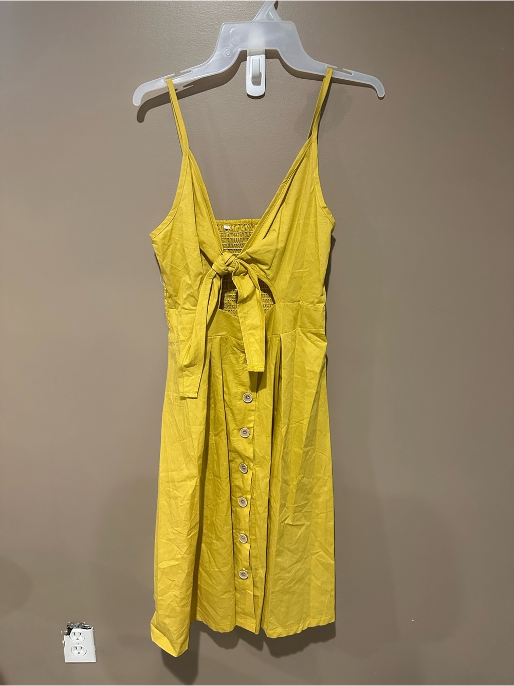 Sunny Yellow Button-Front Tie-Waist Sundress